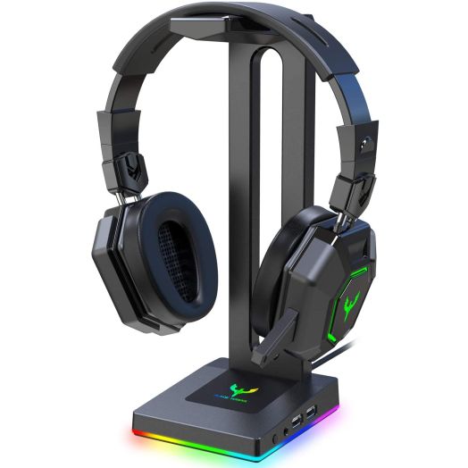 Blade Hawks RGB Gaming Headphone Stand with 3.5mm AUX and 2 USB Ports, Durable Headset Stand Holder for Bose, Beats, Sony, Sennheiser, Jabra, JBL, AKG, Fancy Gaming Accessories - HS18