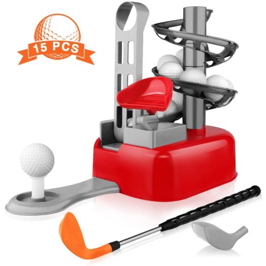 Blasland Kids Golf Toys Set - Outdoor Lawn Sport Toy, Training Golf Balls and Clubs Equipment, Indoor Exercise, Outside Yard Active Gifts for 3 4 5 6 7 8 Year Olds Toddlers Boys Girls