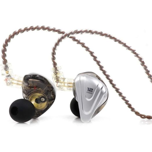 Linsoul KZ ZSX 5BA+1DD 6 Driver Hybrid in-Ear HiFi Earphones with Zinc Alloy Faceplate, 0.75mm 2 Pin Detachable Cable for Audiophile Musician (Without mic, Black)