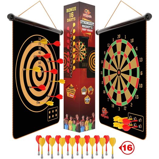 Fungenix, Magnetic Dart Board For Kids, Indoor Outdoor Darts Game, 12pcs Magnetic Darts, Double Sided Board Games Set, Best Toys Gifts For Teenage Age 5 6 7 8 9 10 11 12 13 14 15 16 Years Old Boys