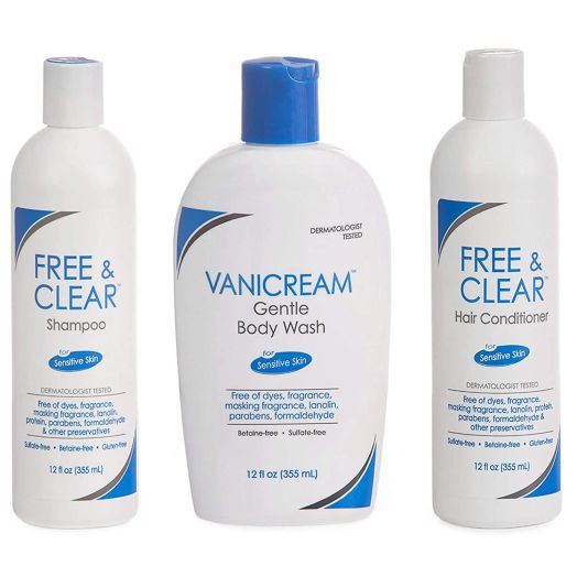 Vanicream, Free and Clear Shampoo, Conditioner and Body Wash Set, For Sensitive Skin, Fragrance and Paraben Free - 12 Ounce