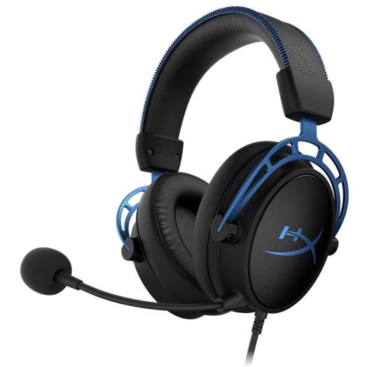 HyperX Cloud Alpha S - PC Gaming Headset, 7.1 Surround Sound, Adjustable Bass, Dual Chamber Drivers, Chat Mixer, Breathable Leatherette, Memory Foam, and Noise Cancelling Microphone - Blue
