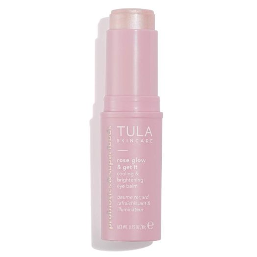 TULA Probiotic Skin Care Rose Glow and Get It Cooling and Brightening Eye Balm | Dark Circle Under Eye Treatment, Instantly Hydrate and Brighten Undereye Area, Perfect to Use On-the-go | 0.35 oz