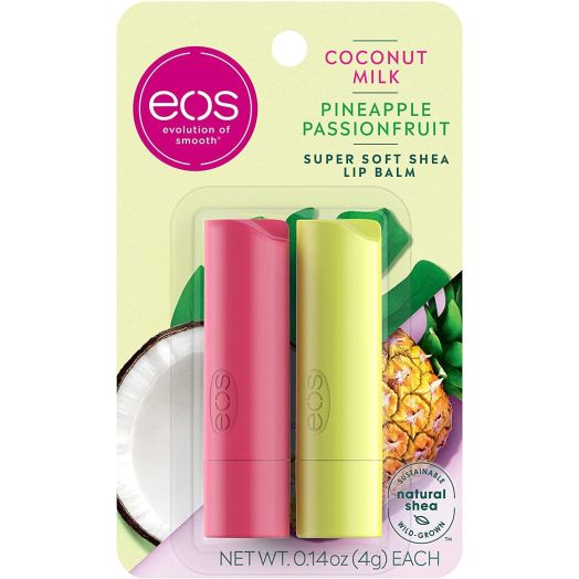 eos Super Soft Shea Stick Lip Balm, Coconut Milk and Pineapple Passionfruit, Deeply Hydrates and Seals in Moisture, Sustainably-Sourced Ingredients