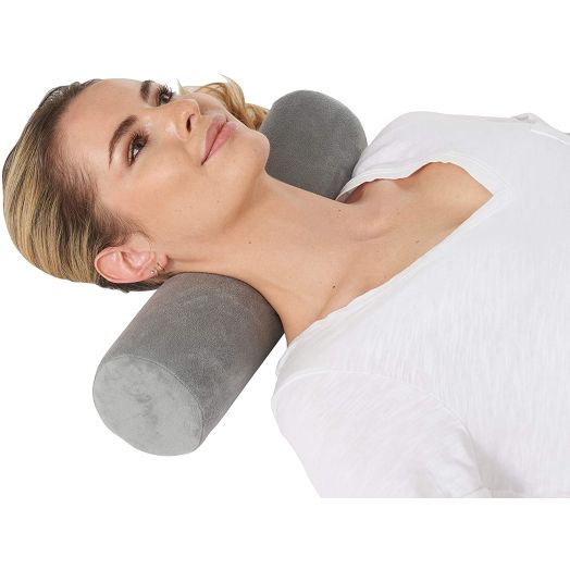AllSett Health Cervical Neck Roll Memory Foam Pillow, Bolster Pillow, Round Neck Pillows Support for Sleeping | Bolster Pillow for Bed, Legs, Back and Yoga, Grey