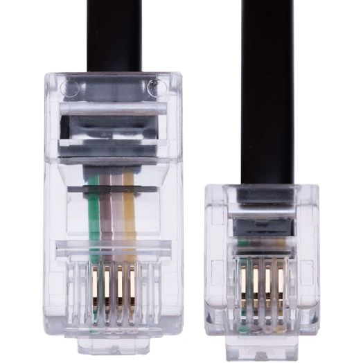 RJ11 to RJ45 Cable 3ft Ethernet Modem Data Telephone ASDL Patch Lead Broadband High Speed Internet Plug 6P4C to 8P8C Flat Network Extension Cord Compatible with Modem, Router, Landline Wire (Black)