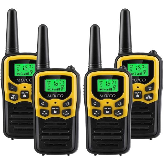 Walkie Talkies Long Range for Adults Two-Way Radios Up to 5 Miles in Open Fields 22 Channels FRS/GMRS VOX Scan LCD Display with LED Flashlight Ideal for Field Survival Biking Hiking Camping 4 Pack