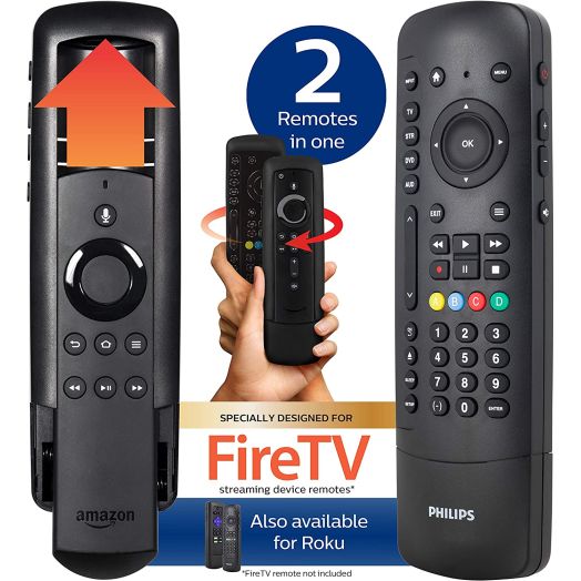 Philips Universal Companion Remote Control for Samsung, Vizio, LG, Sony, Roku, Apple TV, RCA, Panasonic, Smart TVs, Streaming Players, Blu-ray, DVD, 4 Device, Flip and Slide Fire TV, Black, SRP2024A/27