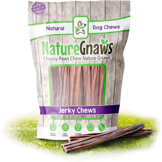 Nature Gnaws Junior Jerky Sticks 5-6 inch - Premium Natural Free-Range Beef Chew Treats - Simple Single Ingredient Gullet Sticks for Small Dogs