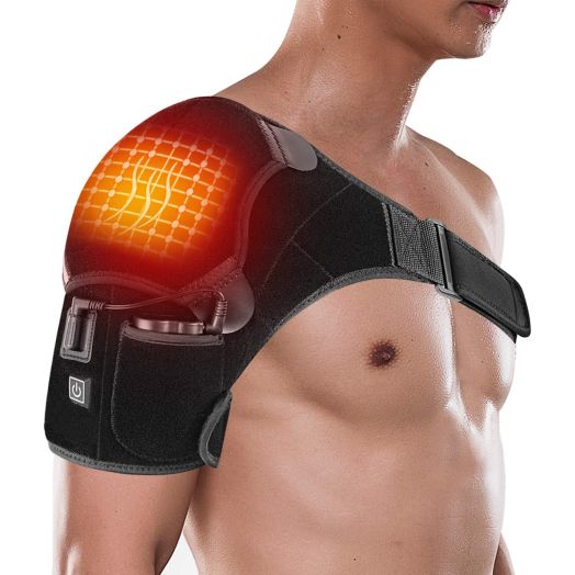 Heated Shoulder Wrap Brace,Portable Electric 3 Heating Setting Wireless Infrared Pad Strap with Hot Cold Therapy for Rotator Cuff, Frozen Shoulder,Relax Muscle Pain Relief Shoulder Compression Sleeve