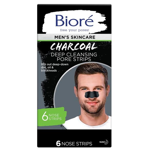 Bior Men's Charcoal Deep Cleansing Pore Strips lift out deep-down dirt, oil and blackheads 6 ct
