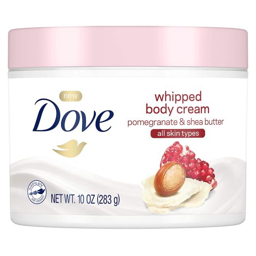 Dove Whipped Body Cream Dry Skin Moisturizer Pomegranate and Shea Butter, Nourishes Skin Deeply, 10 oz