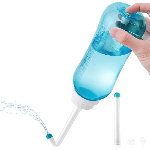 Peri Bottle 500ml for Postpartum Care, Portable Travel Bidet for Baby, Women or Bedridden Patient with 2 Nozzles for Different Needs