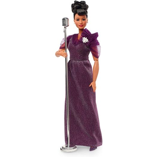 Barbie Inspiring Women Series Ella Fitzgerald Collectible Doll, Approx. 12-in, Wearing Purple Gown, with Microphone