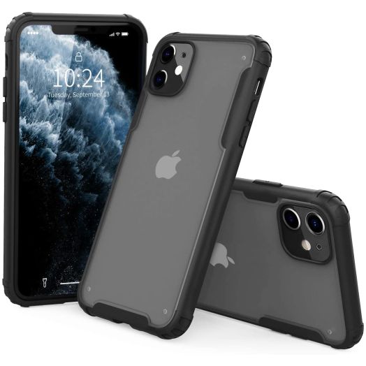 I STRIVE Heavy Duty Military Grade  iPhone 11 Case -Matte Translucent - Phone Armor - Shock/Shatterproof - Slim - Hybrid Materials - Wireless Charging - Compatible with iPhone 11 6.1" (Black)