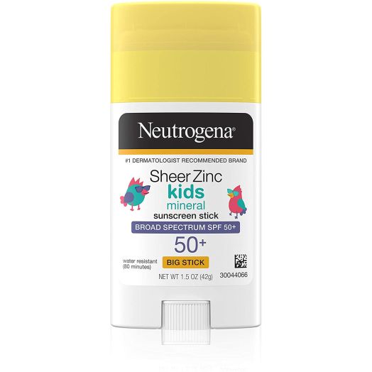 Neutrogena Sheer Zinc Oxide Kids Mineral Sunscreen Stick, Broad Spectrum SPF 50+ and UVA/UVB Protection and Water Resistant with Residue-Free, No-Mess Application, Oil- and Paraben-Free, 1.5 oz