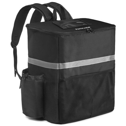 Homevative Thermal Insulated Food Delivery Backpack w/Cup Holders, Pocket and Receipt Window, Reusable Cooler Bag for Doordash, Uber, Postmates, Instacart, Camping, Beach, Groceries. Cold or hot Food