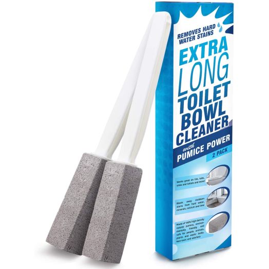 IMPRESA Pumice Stone Toilet Bowl Cleaner with Extra Long Handle, 2 Pack! - Limescale Remover - 100% Natural Pumice Toilet Brush - Also Cleans BBQ Grills, Tiles, Tile Grout, Swimming Pools