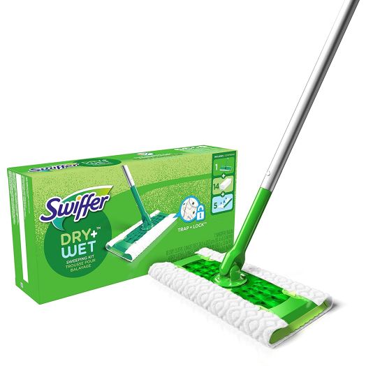 Swiffer Sweeper Dry + Wet All Purpose Floor Mopping and Cleaning Starter Kit with Heavy Duty Cloths, Includes: 1 Mop, 19 Refills