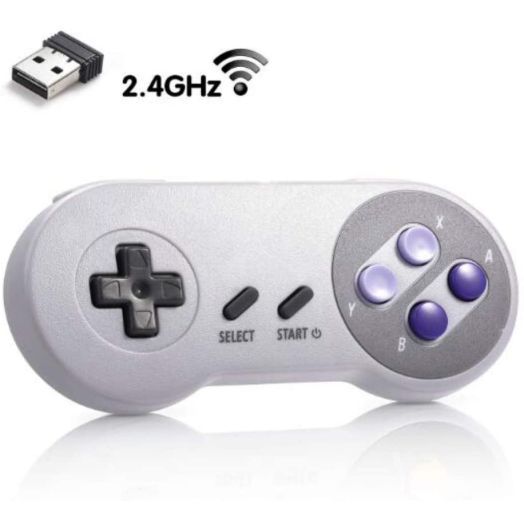 MODESLAB 2.4GHz Wireless Controller for SNES Rechargeable SNES Classic Edition Wireless Gamepad with Retro USB Receiver for Windows PC MAC Linux Genesis Raspberry Pi Retropie(Multicolored(139A))