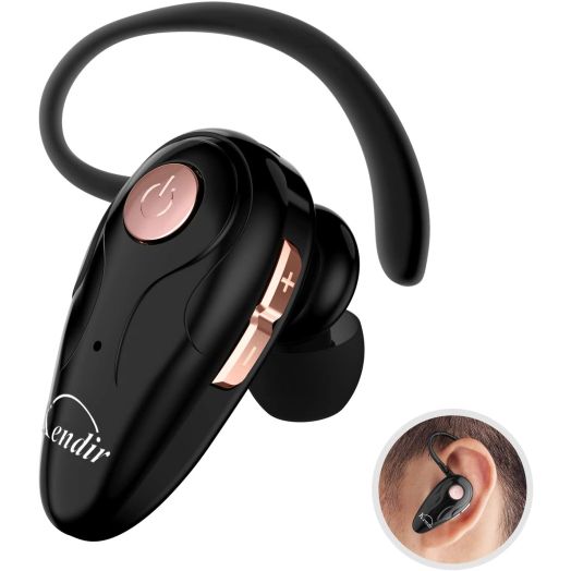 Bluetooth Headset, Kendir V5.0 Wireless Headphone Cell Phone Earpiece 8 Hrs Talking Time with Mic, Volume Control, Handsfree Earbud for iPhone, Android, Smartphone (One Piece, Black)