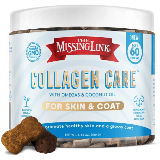 The Missing Link Skin and Coat Collagen Care Soft Chews, Adult Dogs, 60 Count