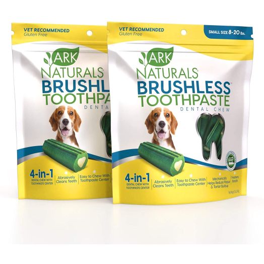 ARK NATURALS Brushless Toothpaste, Dog Dental Chews for Small Breeds, Vet Recommended for Plaque, Bacteria and Tartar Control, 2 Pack