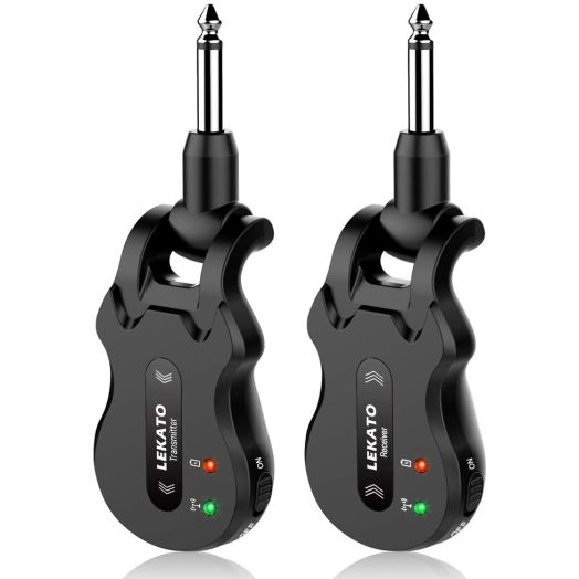 LEKATO 5.8Ghz Wireless Guitar System 4 Channels Audio Digital Guitar Transmitter Receiver 300 Feet Transmission Range