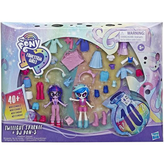 My Little Pony Equestria Girls Fashion Squad Twilight Sparkle and DJ Pon-3 Mini Doll Set Toy with Over 40 Fashion Accessories