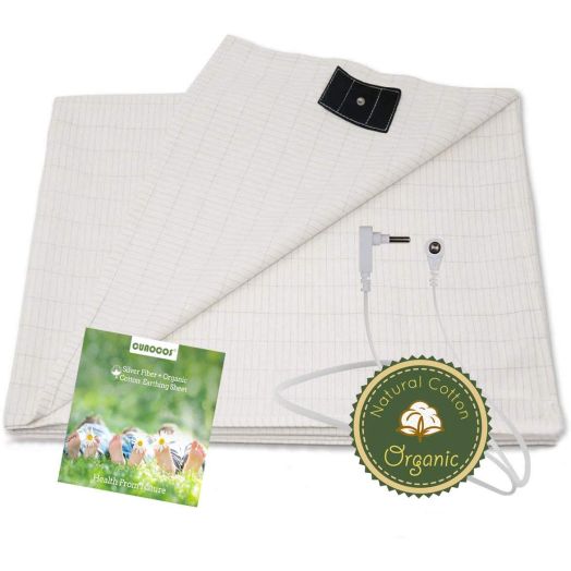Earthing Sheet with Grounding Cord - Materials Organic Cotton and Silver Fiber EMF Protection Improve Sleep Natural Wellness (27 * 52 inch)