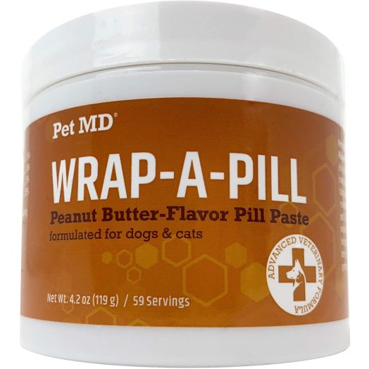 Pet MD Wrap A Pill Peanut Butter Flavored Pill Paste for Dogs - Make a Pocket to Hide Pills and Medication for Pets - 59 Servings