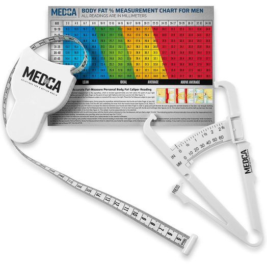 Body Fat Caliper and Measuring Tape for Body - Skinfold Calipers and Body Fat Tape Measure Tool for Accurately Measuring BMI Skin Fold Fitness and Weight-Loss - New Upgraded Design (White)