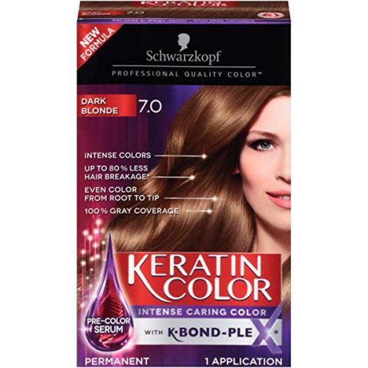 Schwarzkopf Keratin color permanent hair color cream, 7.0 dark blonde
