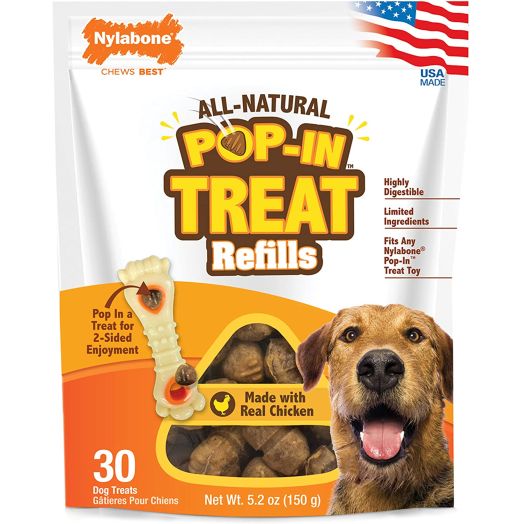 Nylabone Pop-in Dog Treat Refills for Treat Toy Combo 30 Count 30 Count (NTHR930P)