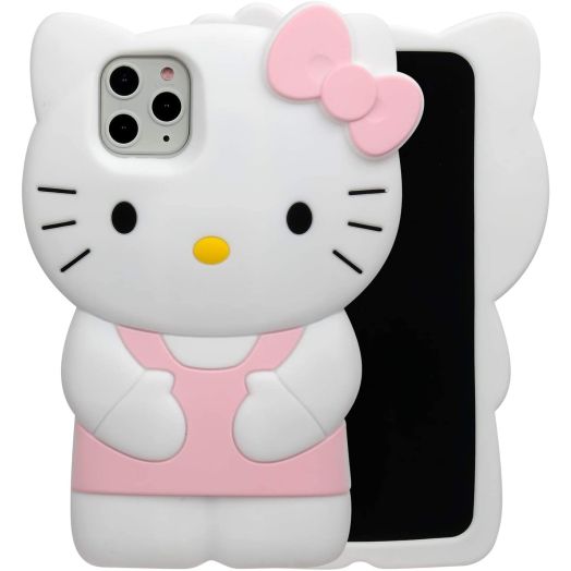 Phenix Color Hello Kitty Case for iPhone 11 Pro 5.8" 2019, Cartoon 3D Cute Soft Silicone Rubber Protective Gel Back Cover,Animated for Kids Girls (Light Pink, iPhone 11 Pro 5.8")