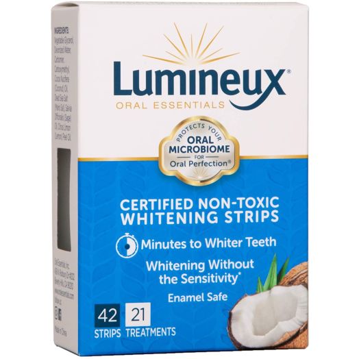 Lumineux Oral Essentials Teeth Whitening Strips | 21 Treatments, 42 Strips | Certified Non Toxic | Sensitivity Free | Whiter Teeth 7 Days | NO Artificial Flavors, Colors, SLS Free, Dentist Formulated