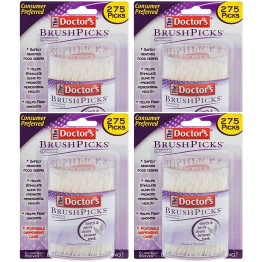 The Doctor's BrushPicks Interdental Toothpicks | Helps Fight Gingivitis | 275 Count (Pack of 4)