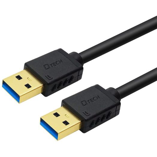 DTECH Short USB 3.0 Type A to A Cable Male to Male High Speed Data Charging Cord (9.8-Inch, Black)