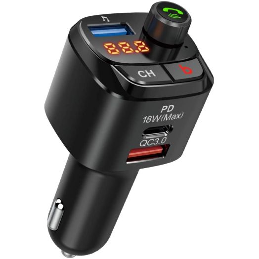 Nulaxy Bluetooth 5.0 FM Transmitter for Car, QC3.0 and Type-C PD 18W Wireless Bluetooth Radio Adapter Music Player/Car Kit with Hands-Free Calls, Siri Google Assistant, Bass Booster NX12