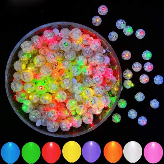 100pcs Multicolor LED Balloon Light, JJGoo Round Led Flash Ball Lamp for Paper Lantern Balloon Birthday Party Wedding Decoration