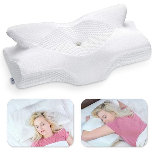 Elviros Cervical Memory Foam Pillow, Contour Pillows for Neck and Shoulder Pain, Ergonomic Orthopedic Sleeping Neck Contoured Support Pillow for Side Sleepers, Back and Stomach Sleepers