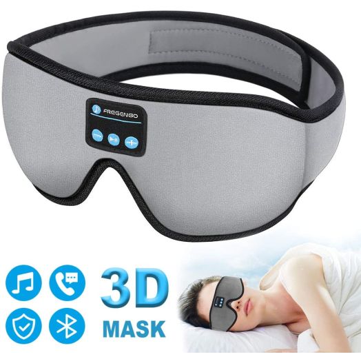 Sleep Headphones Bluetooth Eye Mask, 20-28 inches Adjustable FREGENBO Music 3D Sleep Mask 2020 Upgraded, Wireless Sleeping Headphones for Side Sleepers, HandsFree for Meditation Insomnia Airplane