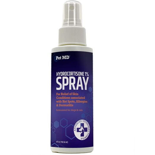 Pet MD Hydrocortisone Spray for Dogs, Cats, Horses - Itch Relief Spray for Hot Spots, Flea and Insect Bites, Irritated Dry Itchy Skin, Allergies, and Dermatitis - Reduces Topical Inflammation - 4 oz
