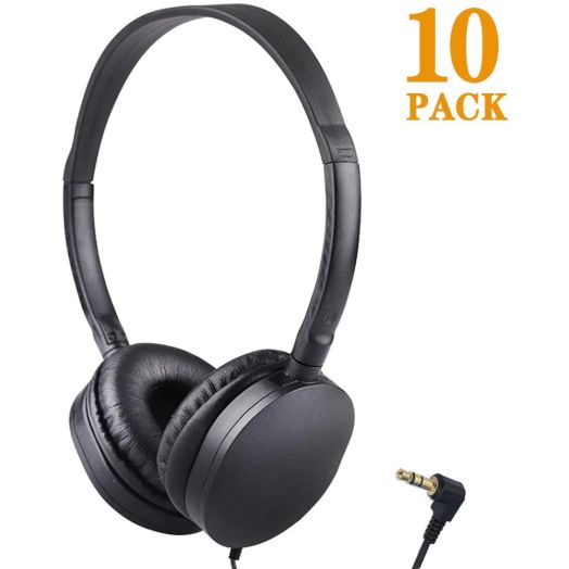 Bulk Headphones Wholesale Earbuds Earphones 10 Pack for Kids School Classroom Students Children and Adult (10 Black)