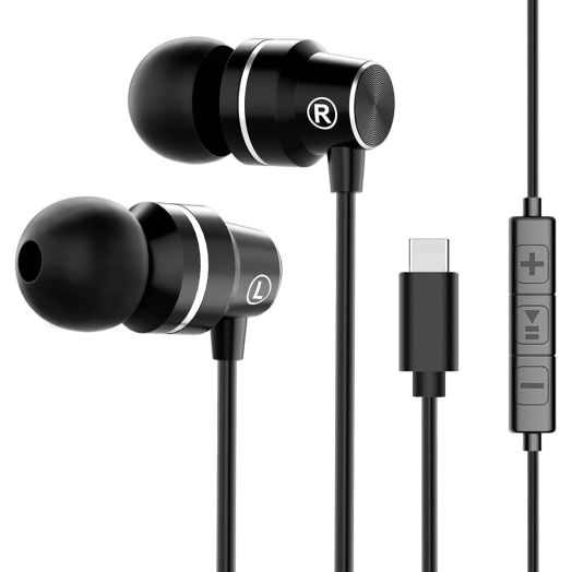 USB Type C Earbuds Stereo in Ear Earbud Headphones with Microphone Bass Earphones with Mic and Volume Control Compatible with Google Pixel 2/XL, Xiaomi, Huawei and More