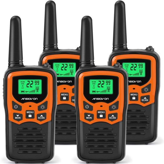 ANSIOVON Walkie Talkies for Kids Long Range 2-Way Radios Up to 5 Miles Range in Open Field 22 Channel FRS/GMRS Kids Walkie Talkies UHF Handheld Walky Talky (4 Pack)