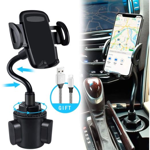 bokilino Car Cup Holder Phone Mount, Universal Adjustable Gooseneck Cup Holder Cradle Car Mount for Cell Phone iPhone 11 Pro/11 Pro Max/11/X/Xs/Xs Max/8/8Plus,Samsung,Huawei,LG, Sony, Nokia (Black)