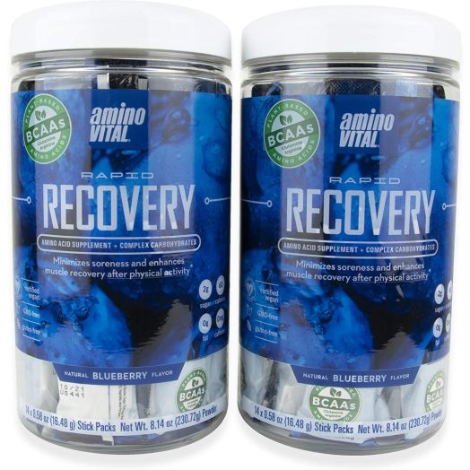 Amino VITAL Rapid Recovery - Fermented Vegan BCAAs Amino Acid Powder + Complex Carbohydrates | Reduce Muscle Soreness | Twin Pack | 28 Stick Packs