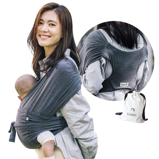 Konny Baby Carrier | Ultra-Lightweight, Hassle-Free Baby Wrap Sling | Newborns, Infants to 44 lbs Toddlers | Soft and Breathable Fabric | Sensible Sleep Solution (Charcoal, M)