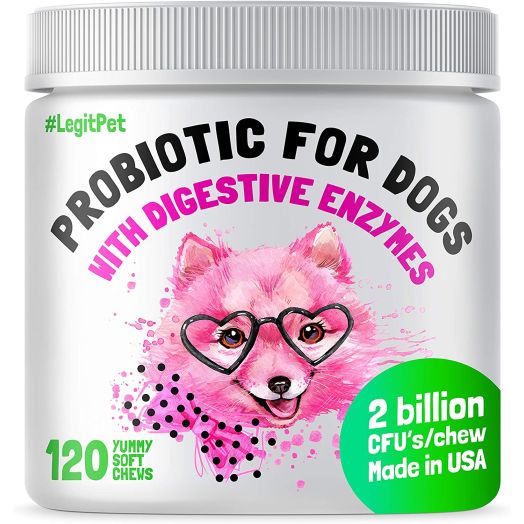 LEGITPET Probiotics for Dogs with Natural Digestive Enzymes + Prebiotics for Allergy and Itch Relief + Coprophagia Treatment and Anti Diarrhea for Dogs